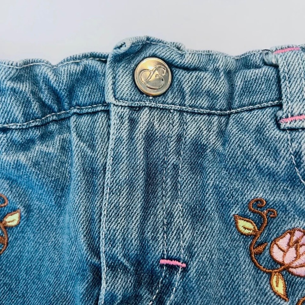 Disney Princess Girls Denim Skort Size 5 Embroidered Floral - Picture 7 of 7